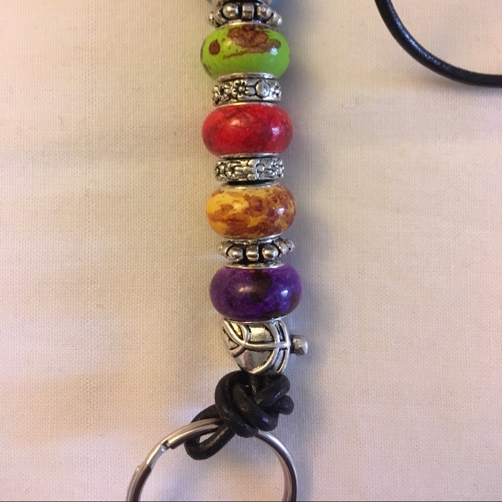 Colorful Leather Lanyard